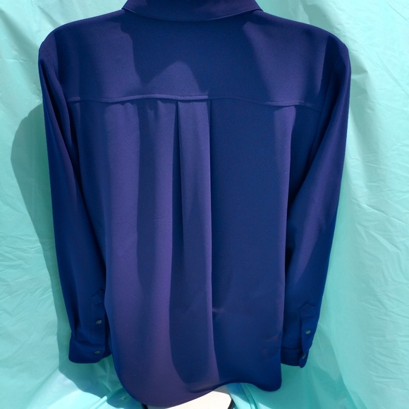 NWT Theory Women's Size Petite Stormy Navy Blouse - Picture 7 of 7